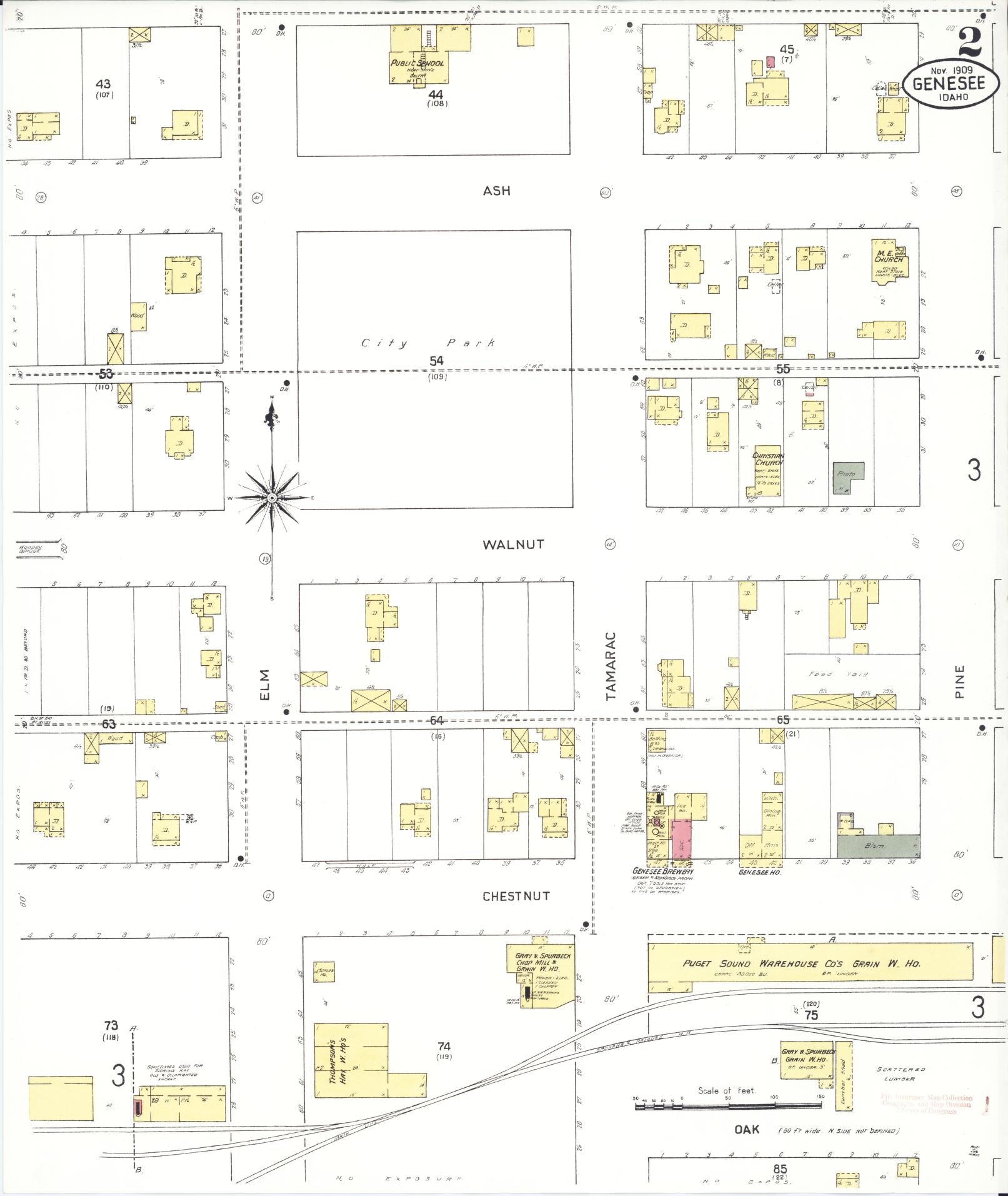 Sanborn Fire Insurance Map from Genesee, Latah County, Idaho (1909), Sheet #0002 - Historic Sanborn Fire Insurance Map Print, vintage old map wall art, antique decor, genealogy gift, Idaho Idaho map