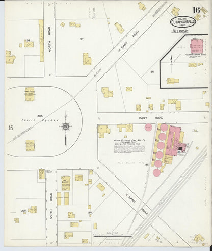 Sanborn Fire Insurance Map from Cuyahoga Falls, Summit County, Ohio (1916), Sheet #0016 - Complete Map Set gallery image, historic Sanborn map, vintage wall art, Ohio Ohio