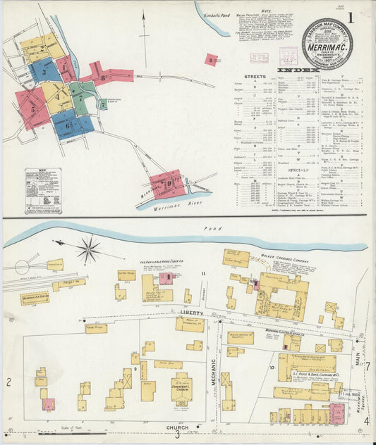 Sanborn Fire Insurance Map from Merrimac, Essex County, Massachusetts. (1907) – Historic Sanborn Fire Insurance Map Print