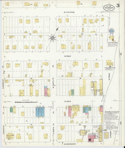 Sanborn Fire Insurance Map from Norman, Cleveland County, Oklahoma (1908), Sheet #0003 - Complete Map Set gallery image, historic Sanborn map, vintage wall art, Oklahoma Oklahoma