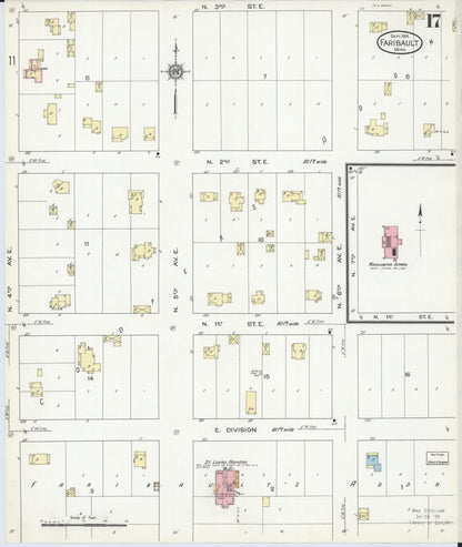 Sanborn Fire Insurance Map from Faribault, Rice County, Minnesota (1914), Sheet #0017 - Historic Sanborn Fire Insurance Map Print, vintage old map wall art, antique decor, genealogy gift, Minnesota Minnesota map