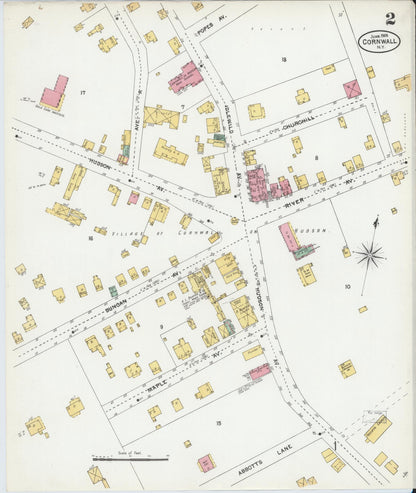 Sanborn Fire Insurance Map from Cornwall, Orange County, New York (1905), Sheet #0002 - Complete Map Set gallery image, historic Sanborn map, vintage wall art, New York New York