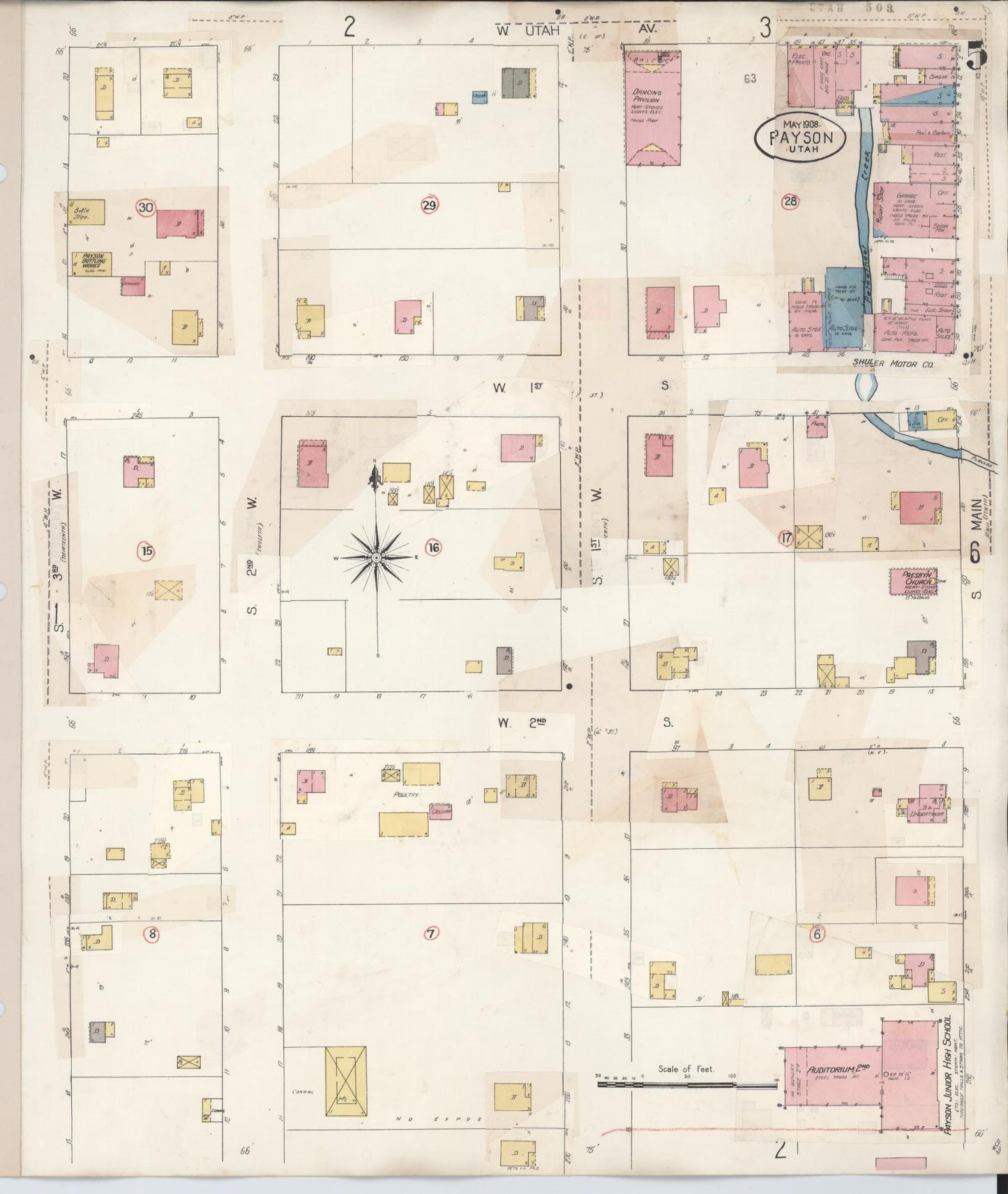 Sanborn Fire Insurance Map from Payson, Utah County, Utah (1931), Sheet #0005 - Complete Map Set gallery image, historic Sanborn map, vintage wall art, Payson Utah