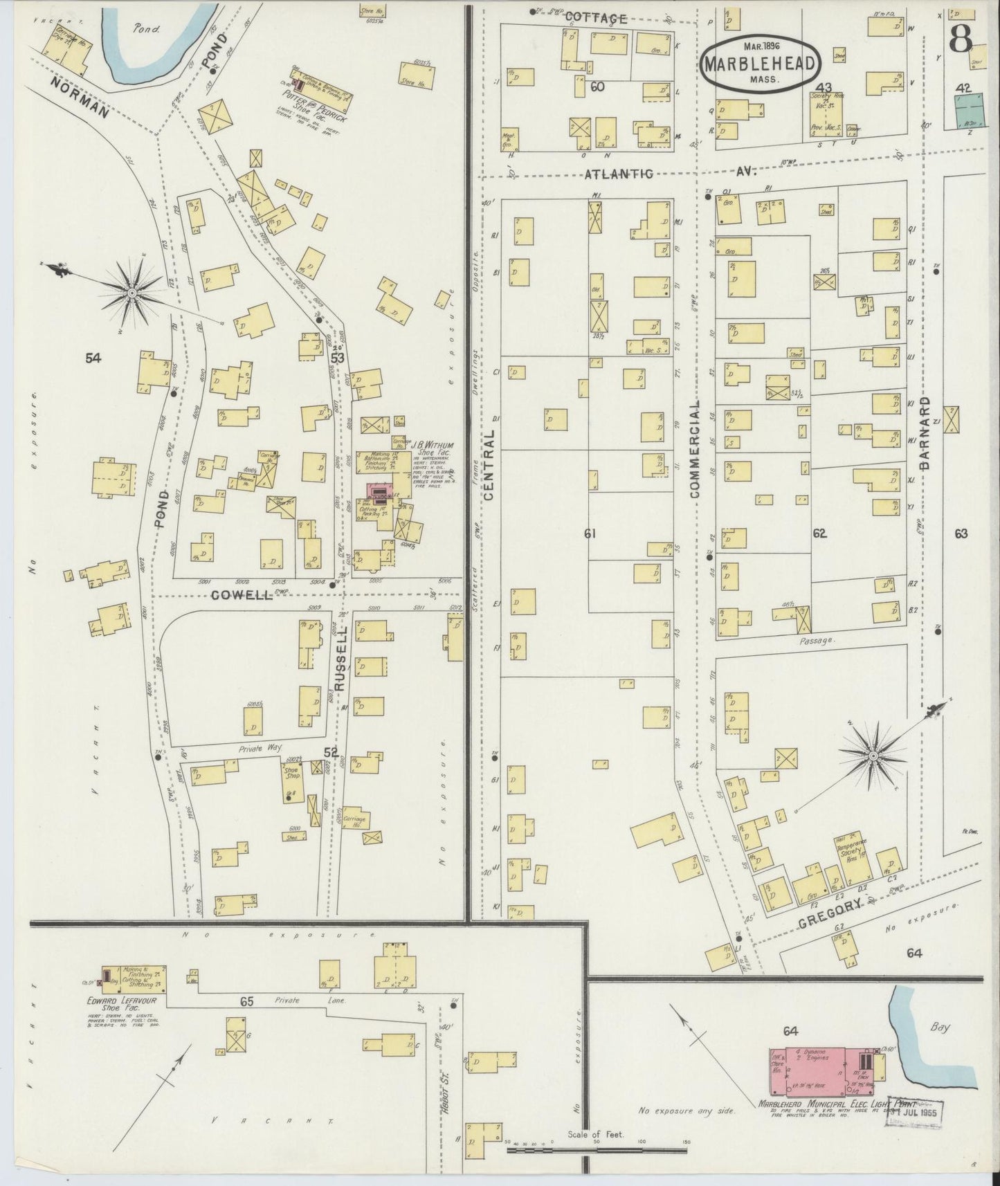 Sanborn Fire Insurance Map from Marblehead, Essex County, Massachusetts (1896), Sheet #0008 - Complete Map Set gallery image, historic Sanborn map, vintage wall art, Massachusetts Massachusetts