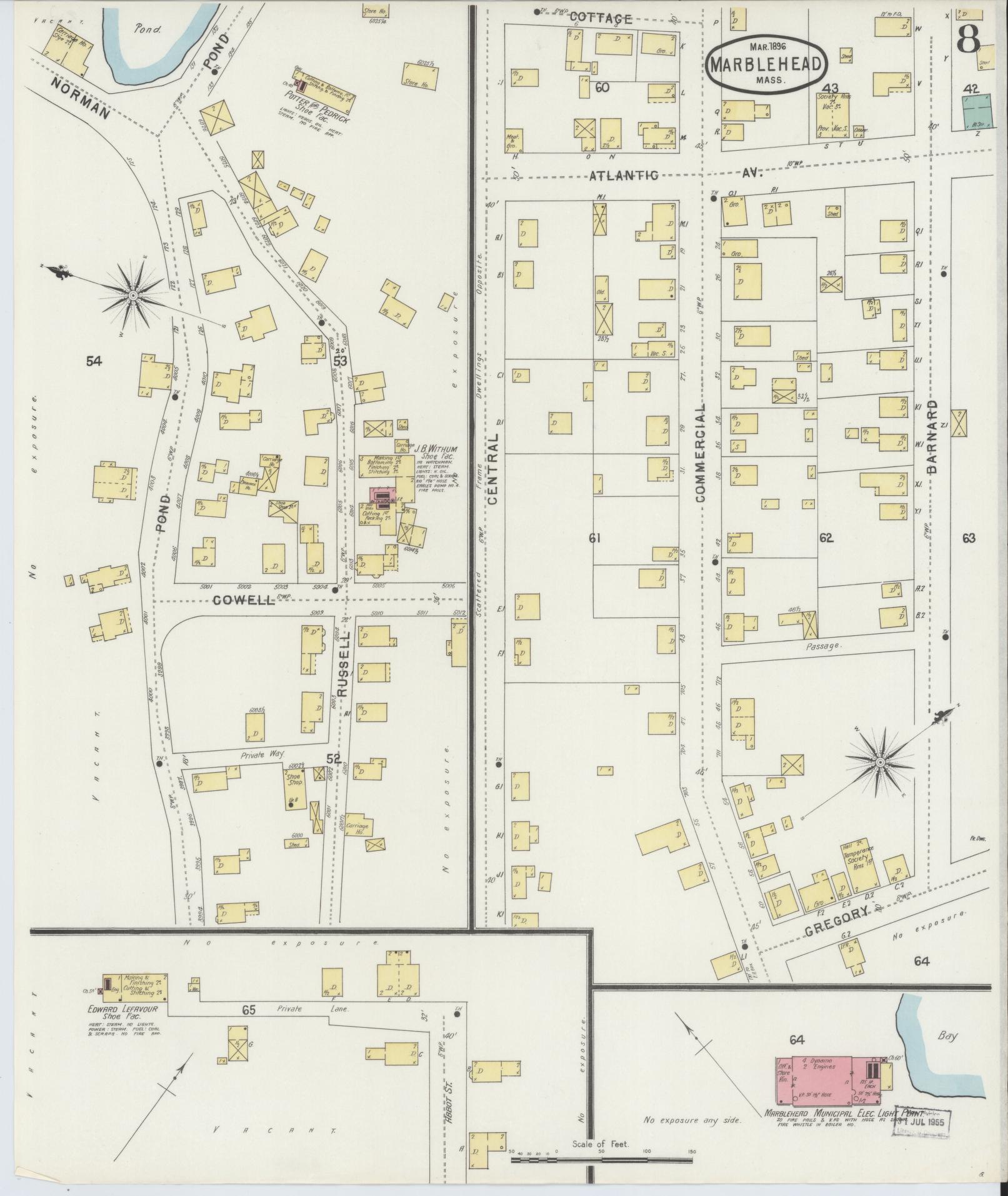 Sanborn Fire Insurance Map from Marblehead, Essex County, Massachusetts (1896), Sheet #0008 - Complete Map Set gallery image, historic Sanborn map, vintage wall art, Massachusetts Massachusetts