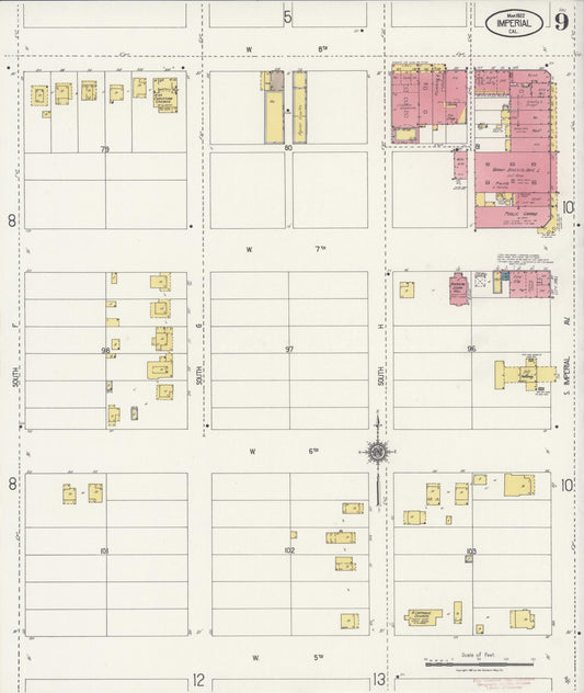 Sanborn Fire Insurance Map from Imperial, Imperial County, California (1922), Sheet #0009 - Historic Sanborn Fire Insurance Map Print, vintage old map wall art, antique decor, genealogy gift, California California map