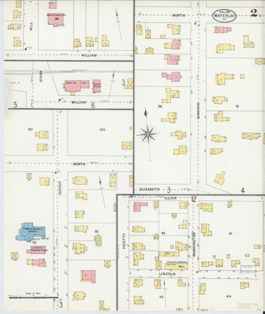 Sanborn Fire Insurance Map from Waterloo, Seneca County, New York (1904), Sheet #0002 - Historic Sanborn Fire Insurance Map Print, vintage old map wall art, antique decor, genealogy gift, New York New York map