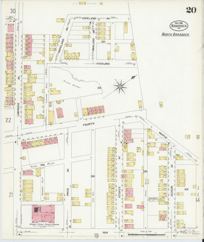 Sanborn Fire Insurance Map from Braddock, Allegheny County, Pennsylvania (1908), Sheet #0020 - Complete Map Set gallery image, historic Sanborn map, vintage wall art, Pennsylvania Pennsylvania