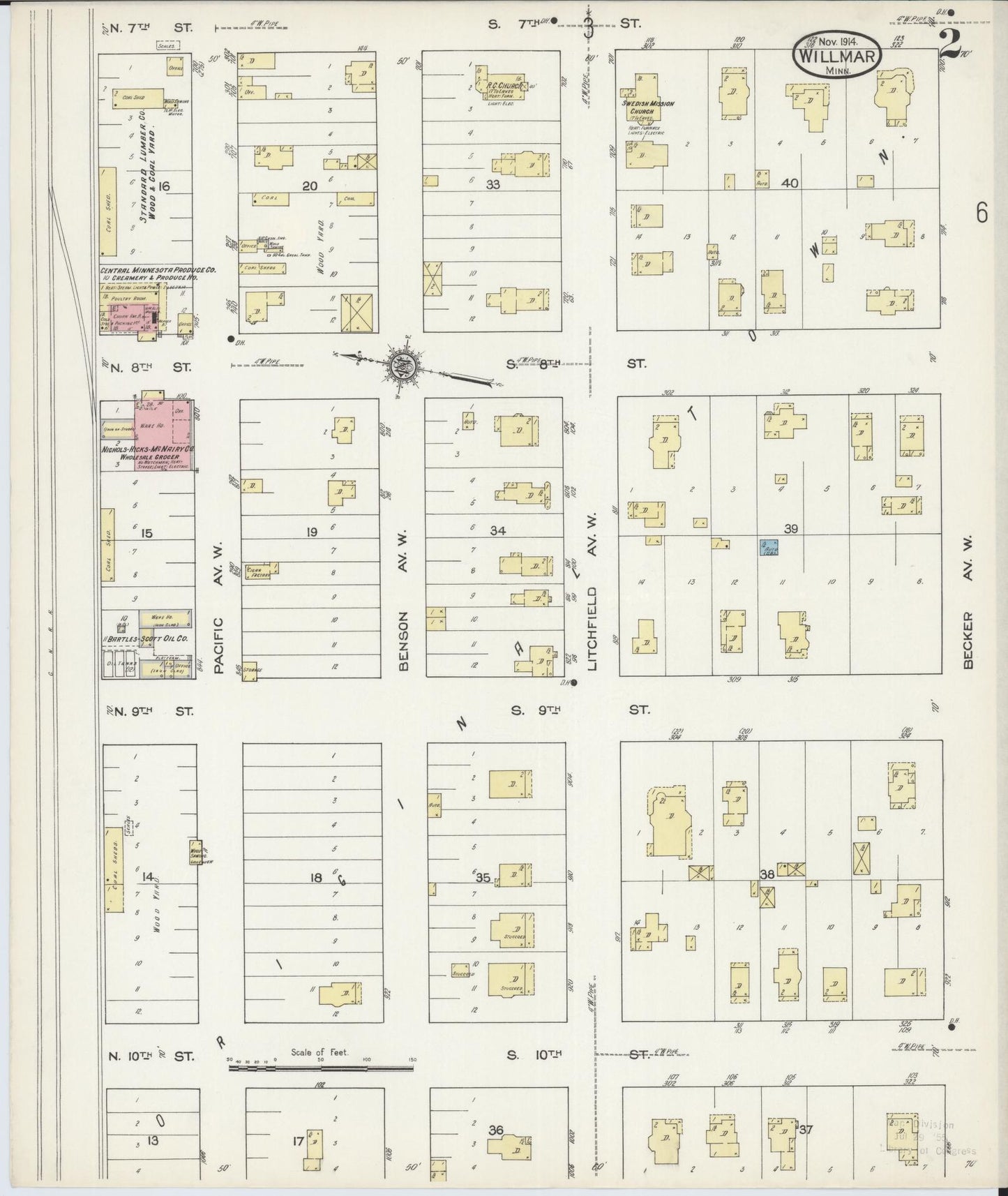 Sanborn Fire Insurance Map from Willmar, Kandiyohi County, Minnesota (1914), Sheet #0002 - Complete Map Set gallery image, historic Sanborn map, vintage wall art, Minnesota Minnesota