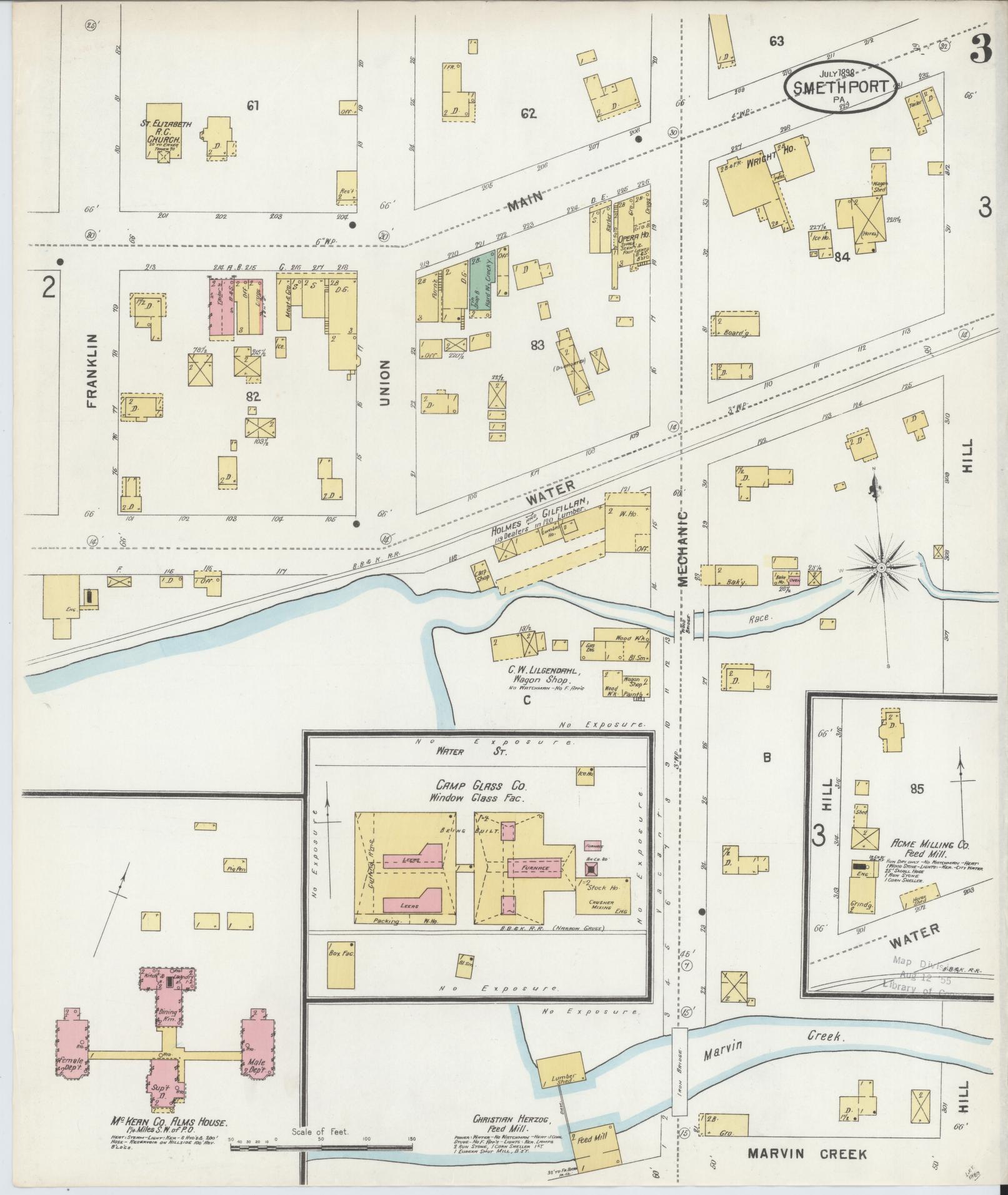Sanborn Fire Insurance Map from Smethport, McKean County, Pennsylvania (1898), Sheet #0003 - Complete Map Set gallery image, historic Sanborn map, vintage wall art, Pennsylvania Pennsylvania