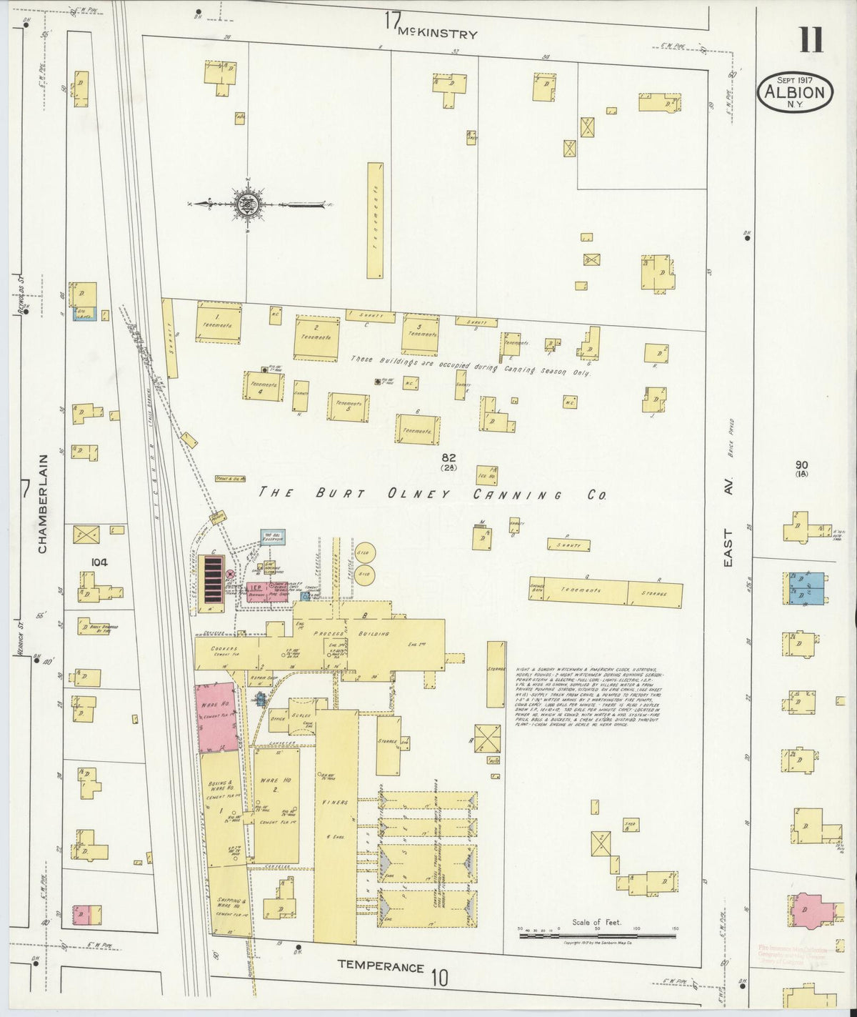 Sanborn Fire Insurance Map from Albion, Orleans County, New York (1917), Sheet #0011 - Complete Map Set gallery image, historic Sanborn map, vintage wall art, New York New York