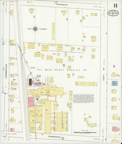 Sanborn Fire Insurance Map from Albion, Orleans County, New York (1917), Sheet #0011 - Complete Map Set gallery image, historic Sanborn map, vintage wall art, New York New York
