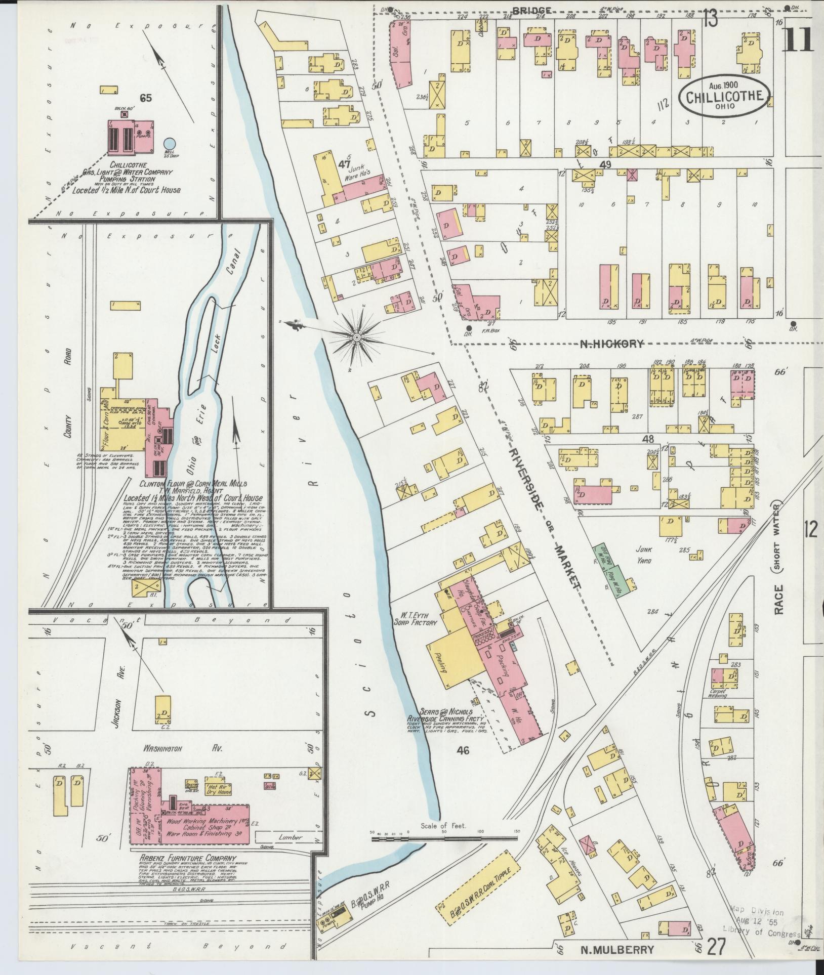 Sanborn Fire Insurance Map from Chillicothe, Ross County, Ohio (1900), Sheet #0011 - Complete Map Set gallery image, historic Sanborn map, vintage wall art, Ohio Ohio