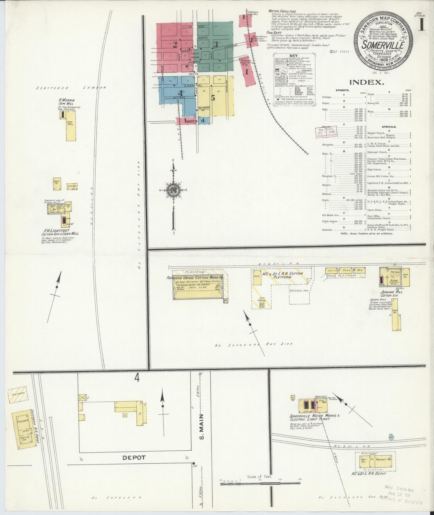 Sanborn Fire Insurance Map from Somerville, Fayette County, Tennessee. (1909) – Historic Sanborn Fire Insurance Map Print
