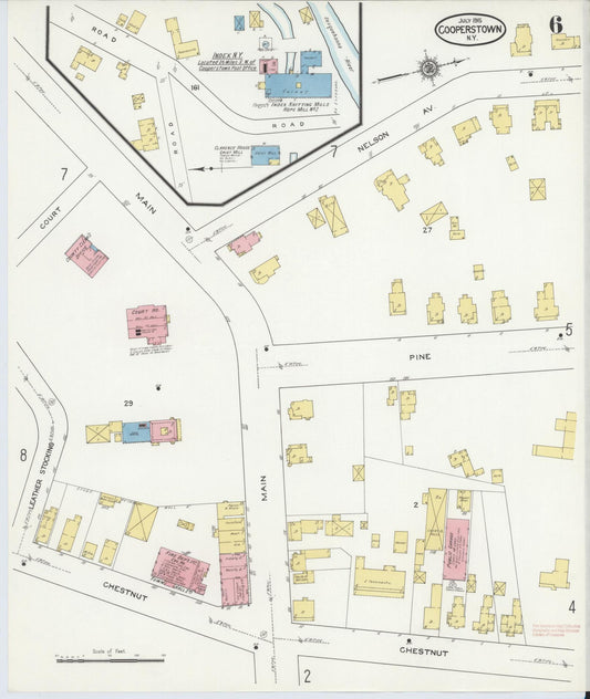 Sanborn Fire Insurance Map from Cooperstown, Otsego County, New York (1915), Sheet #0006 - Historic Sanborn Fire Insurance Map Print, vintage old map wall art, antique decor, genealogy gift, New York New York map