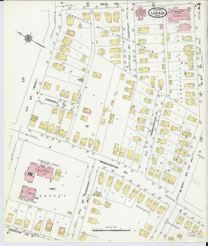 Sanborn Fire Insurance Map from Lorain, Lorain County, Ohio (1910), Sheet #0007 - Historic Sanborn Fire Insurance Map Print, vintage old map wall art, antique decor, genealogy gift, Ohio Ohio map