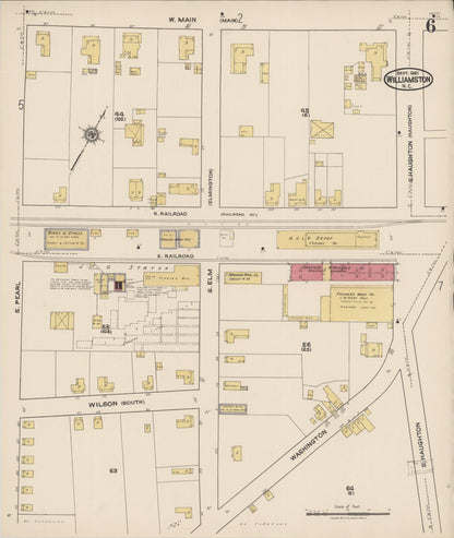 Sanborn Fire Insurance Map from Williamston, Martin County, North Carolina (1921), Sheet #0006 - Complete Map Set gallery image, historic Sanborn map, vintage wall art, North Carolina North Carolina