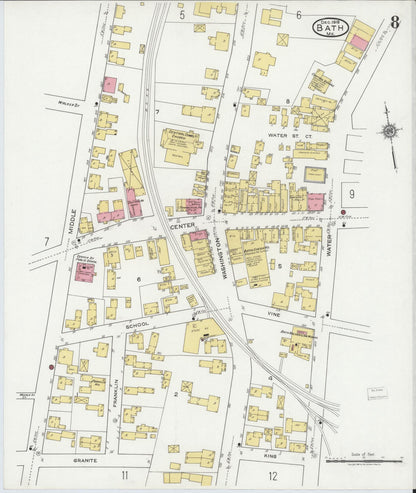 Sanborn Fire Insurance Map from Bath, Sagadahoc County, Maine (1919), Sheet #0008 - Complete Map Set gallery image, historic Sanborn map, vintage wall art, Maine Maine