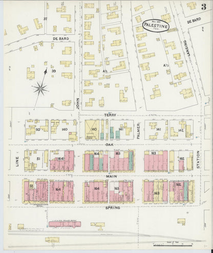 Sanborn Fire Insurance Map from Palestine, Anderson County, Texas (1891), Sheet #0003 - Complete Map Set gallery image, historic Sanborn map, vintage wall art, Texas Texas