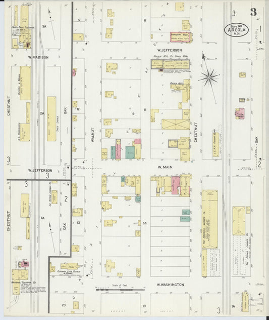 Sanborn Fire Insurance Map from Arcola, Douglas County, Illinois (1907), Sheet #0003 - Historic Sanborn Fire Insurance Map Print, vintage old map wall art, antique decor, genealogy gift, Illinois Illinois map