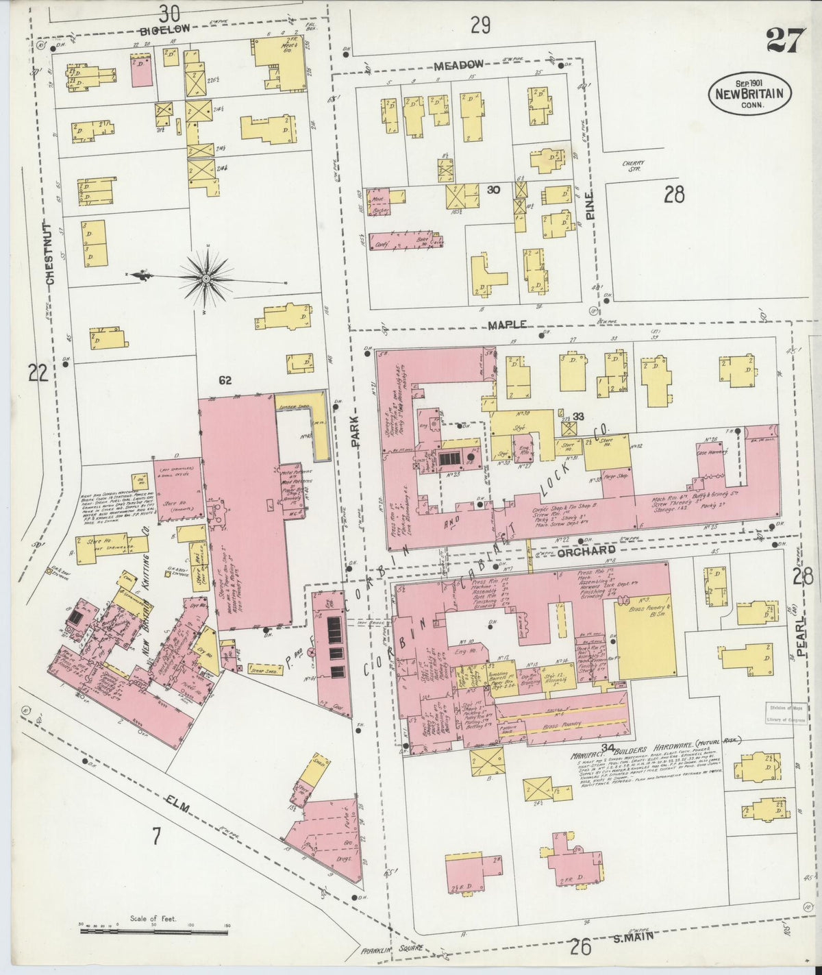 Sanborn Fire Insurance Map from New Britain, Hartford County, Connecticut (1901), Sheet #0027 - Complete Map Set gallery image, historic Sanborn map, vintage wall art, Connecticut Connecticut