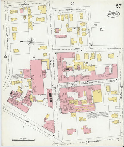 Sanborn Fire Insurance Map from New Britain, Hartford County, Connecticut (1901), Sheet #0027 - Complete Map Set gallery image, historic Sanborn map, vintage wall art, Connecticut Connecticut