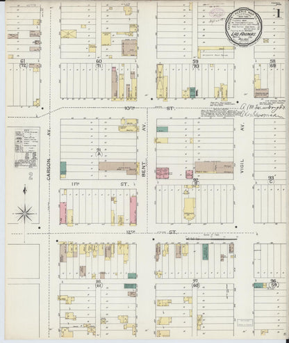 Sanborn Fire Insurance Map from Las Animas, Bent County, Colorado (1893), Sheet #0001 - Complete Map Set gallery image, historic Sanborn map, vintage wall art, Colorado Colorado