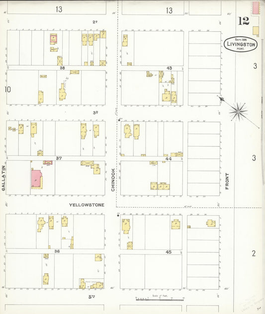 Sanborn Fire Insurance Map from Livingston, Park County, Montana (1896), Sheet #0012 - Historic Sanborn Fire Insurance Map Print, vintage old map wall art, antique decor, genealogy gift, Montana Montana map