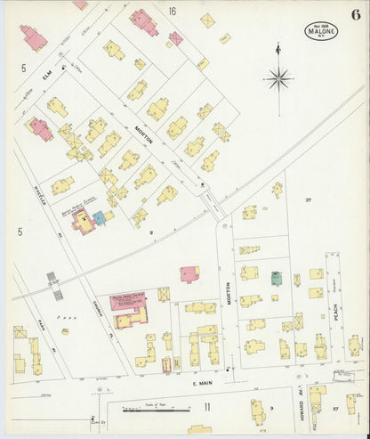 Sanborn Fire Insurance Map from Malone, Franklin County, New York (1908), Sheet #0006 - Complete Map Set gallery image, historic Sanborn map, vintage wall art, New York New York