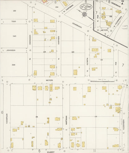 Sanborn Fire Insurance Map from Saint Johns, Multnomah County, Oregon (1911), Sheet #0007 - Complete Map Set gallery image, historic Sanborn map, vintage wall art, Oregon Oregon