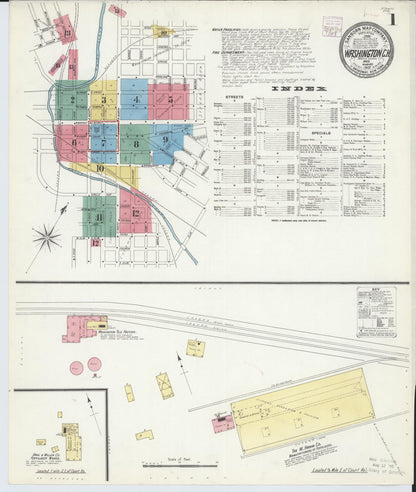 Sanborn Fire Insurance Map from Washington Court House, Fayette County, Ohio (1907), Sheet #0001 - Complete Map Set gallery image, historic Sanborn map, vintage wall art, Ohio Ohio
