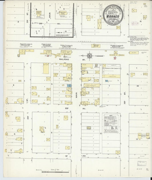 Sanborn Fire Insurance Map from Warner, Brown County, South Dakota (1912), Sheet #0001 - Historic Sanborn Fire Insurance Map Print, vintage old map wall art, antique decor, genealogy gift, South Dakota South Dakota map