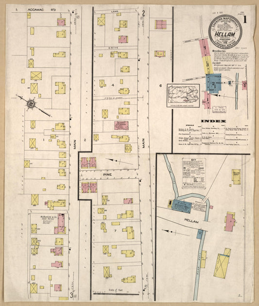 Sanborn Fire Insurance Map from Hellam, York County, Pennsylvania (1913), Sheet #0001 - Historic Sanborn Fire Insurance Map Print, vintage old map wall art, antique decor, genealogy gift, Pennsylvania Pennsylvania map