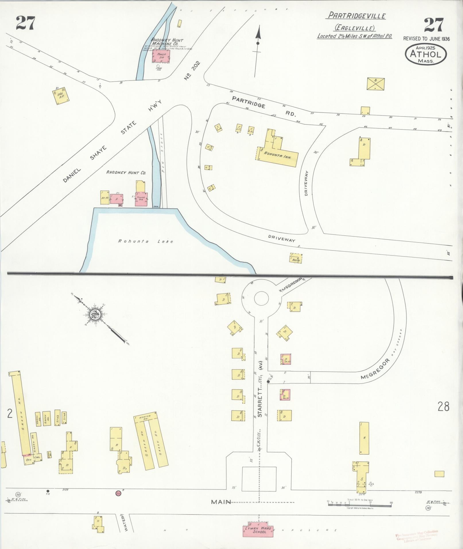 Sanborn Fire Insurance Map from Athol, Worcester County, Massachusetts (1936), Sheet #0027 - Complete Map Set gallery image, historic Sanborn map, vintage wall art, Massachusetts Massachusetts