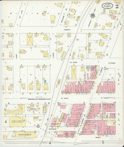 Sanborn Fire Insurance Map from Casey, Clark County, Illinois (1912), Sheet #0002 - Complete Map Set gallery image, historic Sanborn map, vintage wall art, Illinois Illinois