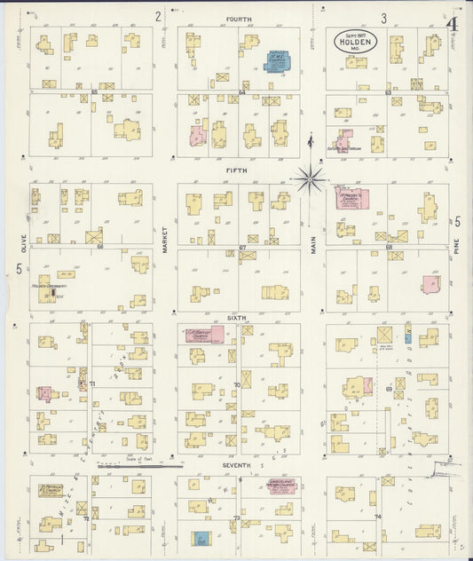 Sanborn Fire Insurance Map from Holden, Johnson County, Missouri (1907), Sheet #0004 - Historic Sanborn Fire Insurance Map Print, vintage old map wall art, antique decor, genealogy gift, Missouri Missouri map