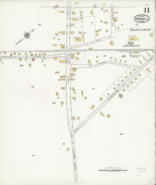 Sanborn Fire Insurance Map from Unionville, Hartford County, Connecticut (1921), Sheet #0011 - Historic Sanborn Fire Insurance Map Print, vintage old map wall art, antique decor, genealogy gift, Connecticut Connecticut map