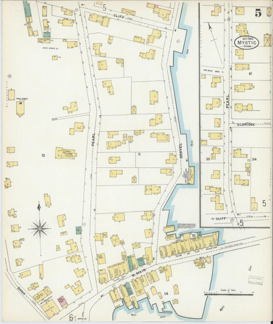 Sanborn Fire Insurance Map from Mystic, New London County, Connecticut (1903), Sheet #0005 - Historic Sanborn Fire Insurance Map Print, vintage old map wall art, antique decor, genealogy gift, Connecticut Connecticut map