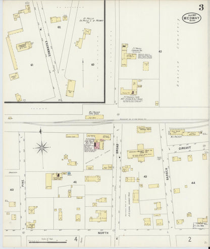 Sanborn Fire Insurance Map from Medway, Norfolk County, Massachusetts (1897), Sheet #0003 - Historic Sanborn Fire Insurance Map Print, vintage old map wall art, antique decor, genealogy gift, Massachusetts Massachusetts map