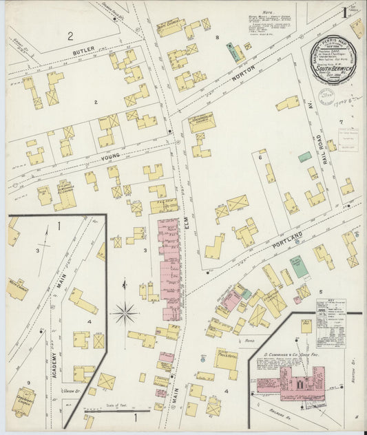 Sanborn Fire Insurance Map from South Berwick, York County, Maine (1896), Sheet #0001 - Historic Sanborn Fire Insurance Map Print, vintage old map wall art, antique decor, genealogy gift, Maine Maine map