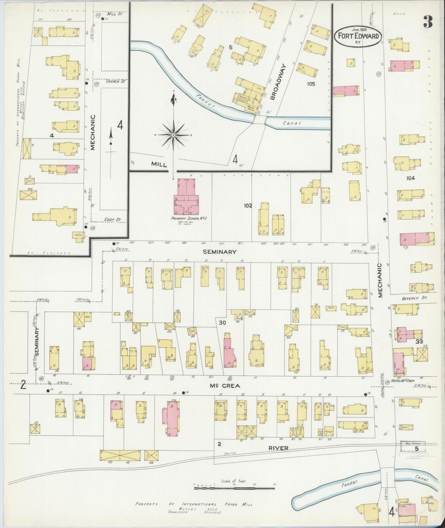Sanborn Fire Insurance Map from Fort Edward, Washington County, New York (1909), Sheet #0003 - Historic Sanborn Fire Insurance Map Print, vintage old map wall art, antique decor, genealogy gift, New York New York map