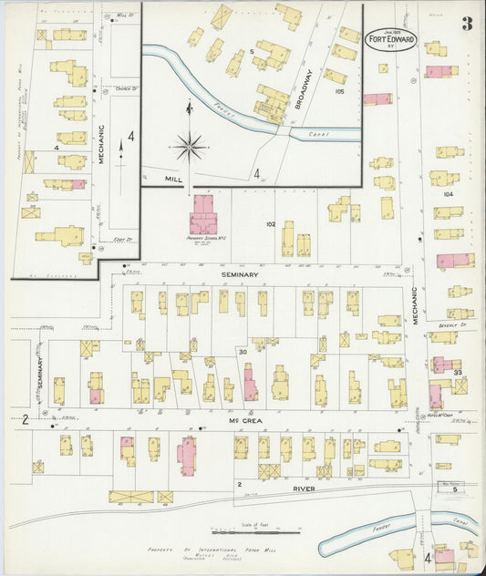Sanborn Fire Insurance Map from Fort Edward, Washington County, New York (1909), Sheet #0003 - Historic Sanborn Fire Insurance Map Print, vintage old map wall art, antique decor, genealogy gift, New York New York map