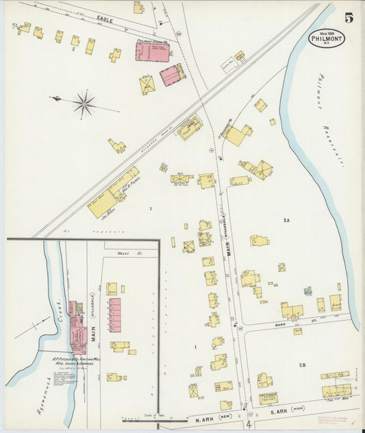 Sanborn Fire Insurance Map from Philmont, Columbia County, New York (1898), Sheet #0005 - Historic Sanborn Fire Insurance Map Print, vintage old map wall art, antique decor, genealogy gift, New York New York map