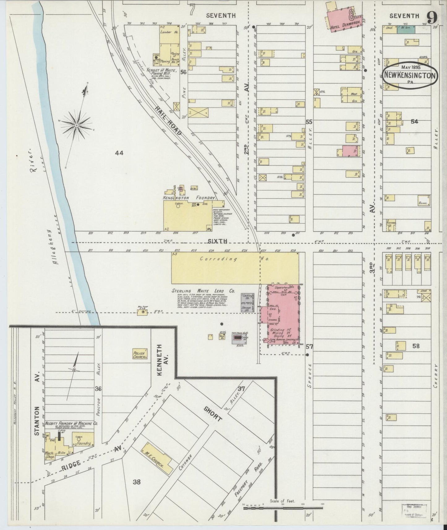 Sanborn Fire Insurance Map from New Kensington, Westmoreland County, Pennsylvania (1895), Sheet #0009 - Complete Map Set gallery image, historic Sanborn map, vintage wall art, Pennsylvania Pennsylvania