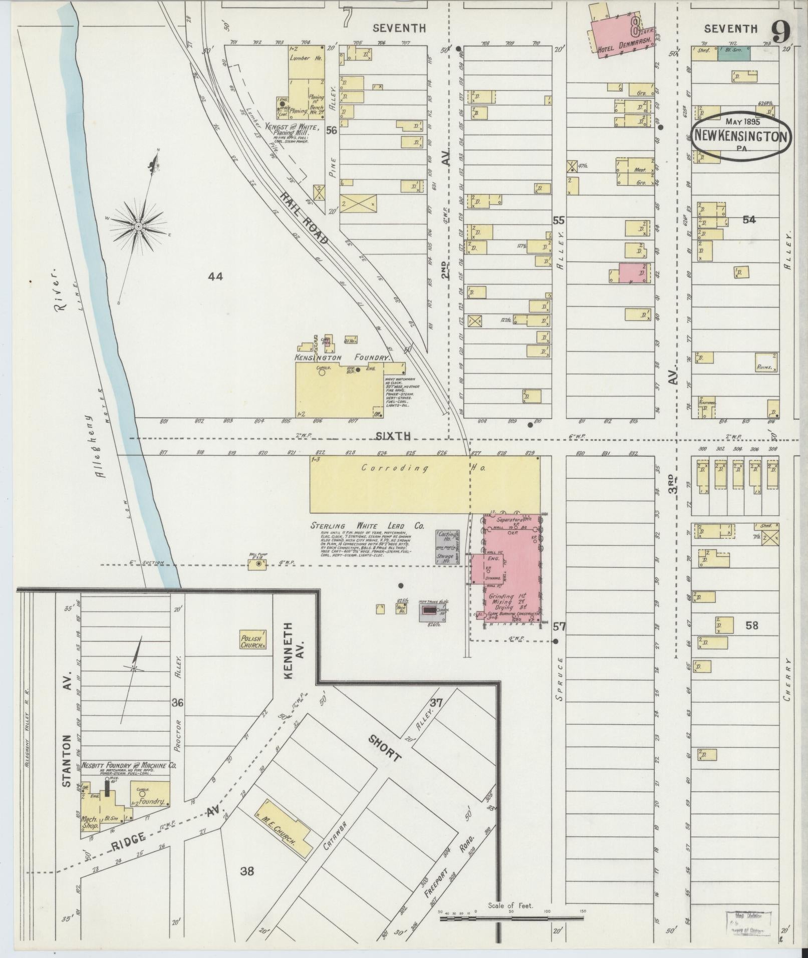 Sanborn Fire Insurance Map from New Kensington, Westmoreland County, Pennsylvania (1895), Sheet #0009 - Complete Map Set gallery image, historic Sanborn map, vintage wall art, Pennsylvania Pennsylvania