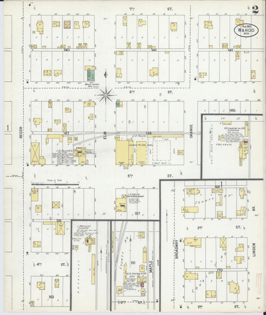 Sanborn Fire Insurance Map from Wahoo, Saunders County, Nebraska (1900), Sheet #0002 - Historic Sanborn Fire Insurance Map Print, vintage old map wall art, antique decor, genealogy gift, Nebraska Nebraska map