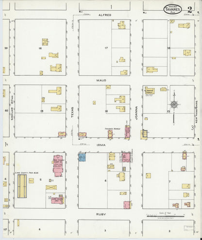 Sanborn Fire Insurance Map from Tavares, Lake County, Florida (1920), Sheet #0002 - Complete Map Set gallery image, historic Sanborn map, vintage wall art, Florida Florida