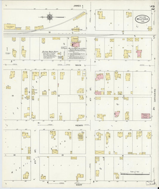 Sanborn Fire Insurance Map from Milford, Kosciusko County, Indiana (1910), Sheet #0002 - Historic Sanborn Fire Insurance Map Print, vintage old map wall art, antique decor, genealogy gift, Indiana Indiana map