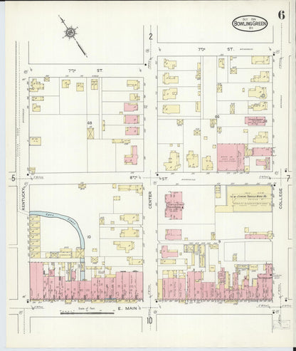 Sanborn Fire Insurance Map from Bowling Green, Warren County, Kentucky (1914), Sheet #0006 - Complete Map Set gallery image, historic Sanborn map, vintage wall art, Kentucky Kentucky