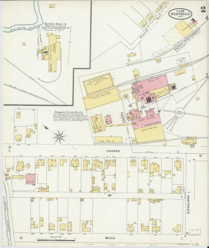 Sanborn Fire Insurance Map from Huntsville, Madison County, Alabama (1898), Sheet #0002 - Complete Map Set gallery image, historic Sanborn map, vintage wall art, Alabama Alabama